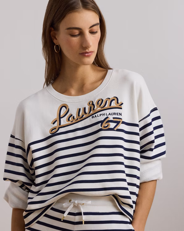 Striped French Terry Cropped Sweatshirt