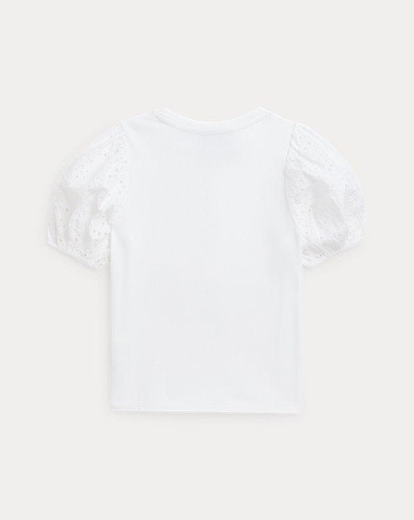 Cotton-Modal Eyelet-Sleeve Top