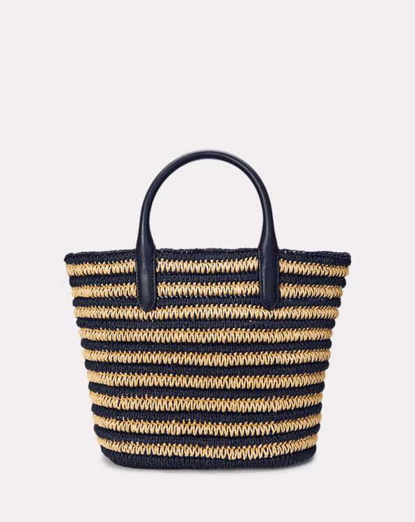 Striped Straw Medium Brie Tote Bag