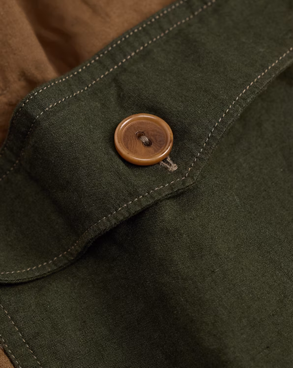 Mixed-Panel Quilted Cotton-Linen Skirt