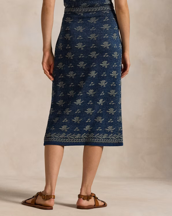 Floral Knit Cotton Wrap Skirt