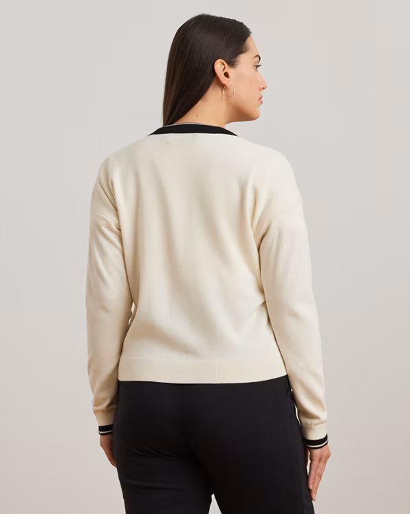 Two-Tone Cotton-Blend Cardigan