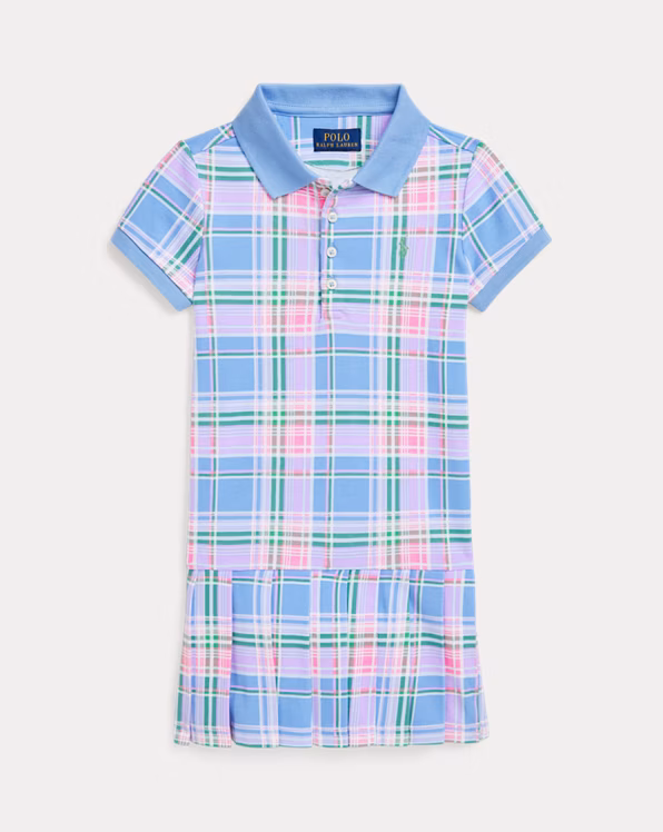 Plaid Cotton Mesh Polo Dress