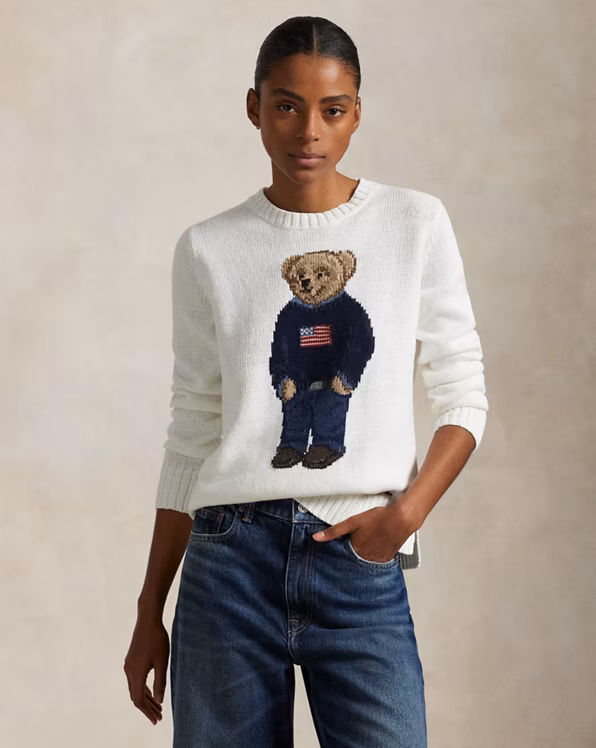 Polo Bear Linen-Cotton Crewneck Jumper