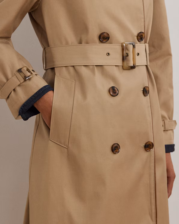 Double-Breasted Cotton-Blend Trench Coat