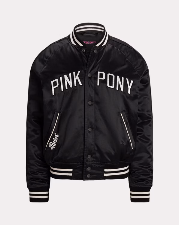 Pink Pony Satin Baseball Jacket