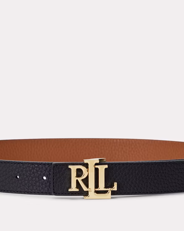 Logo Reversible Pebbled Leather Belt