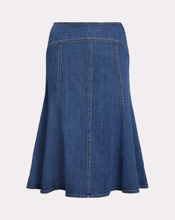 Panelled Denim A-Line Skirt