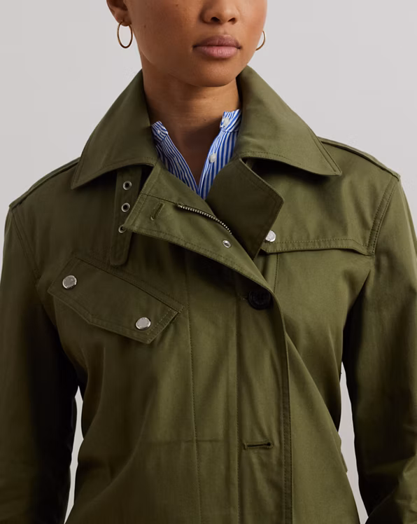 Belted Cotton Twill Trench Coat