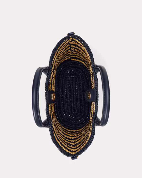 Striped Straw Medium Brie Tote Bag