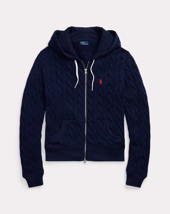 Cable-Knit Cotton Full-Zip Hoodie