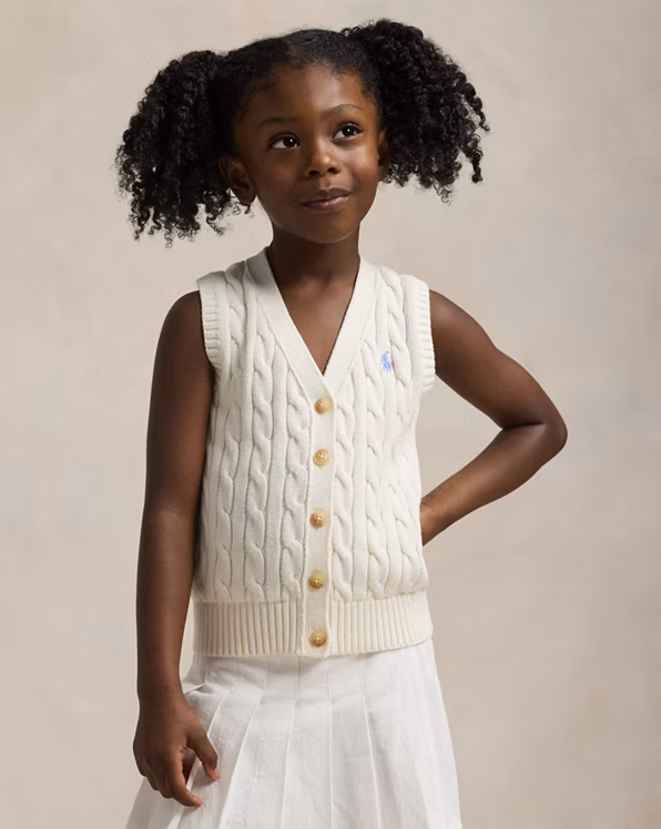 Cable-Knit Cotton Sleeveless Jumper