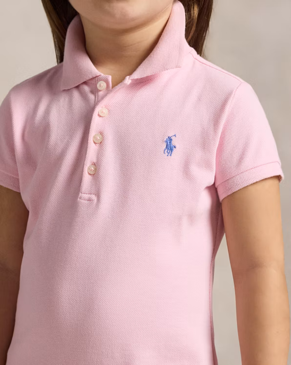 Pleated Stretch Mesh Polo Dress