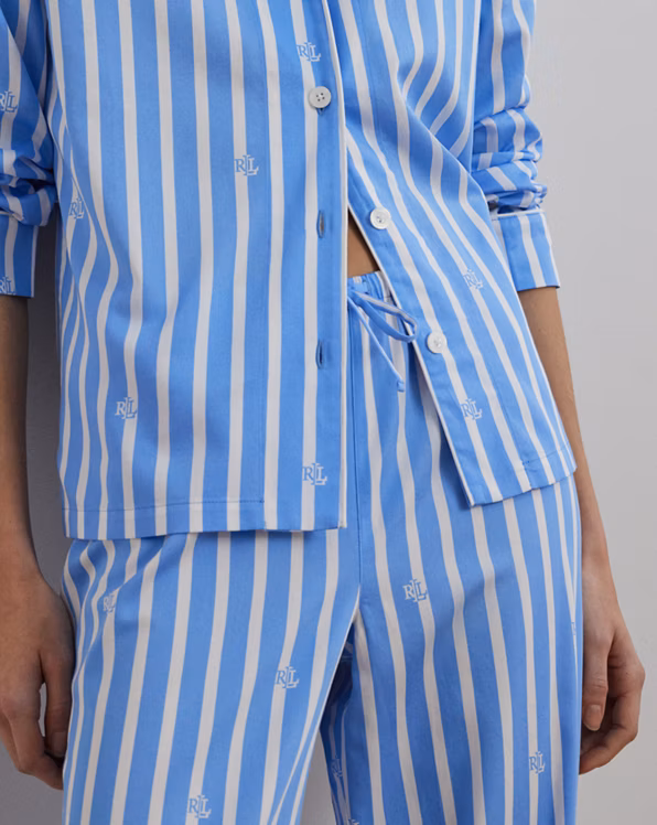 Logo Striped Sateen Sleep Set