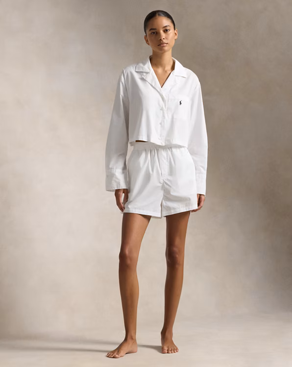 Crop Top & Boxer Poplin Pyjama Set