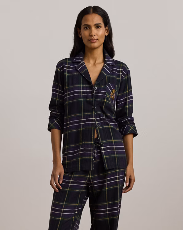 Plaid Herringbone Twill Sleep Set