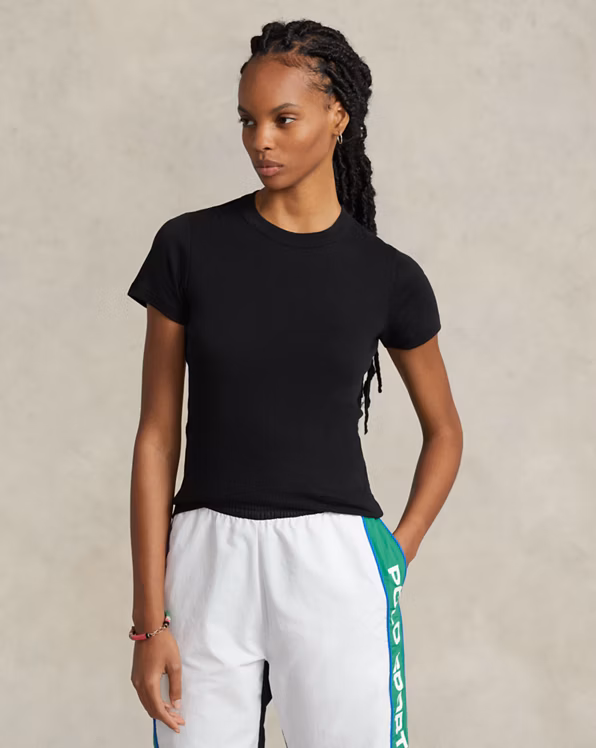 Slim Fit Rib-Knit Cotton Tee