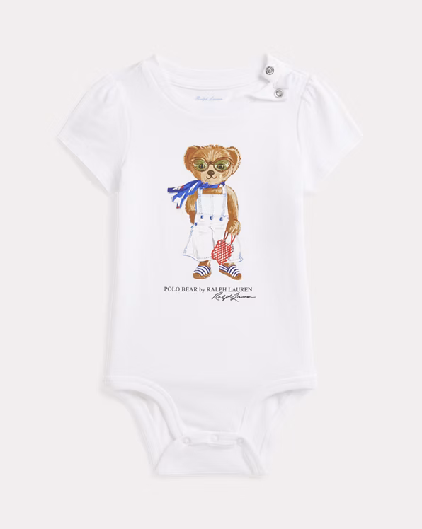 Polo Bear Cotton Jersey Bodysuit