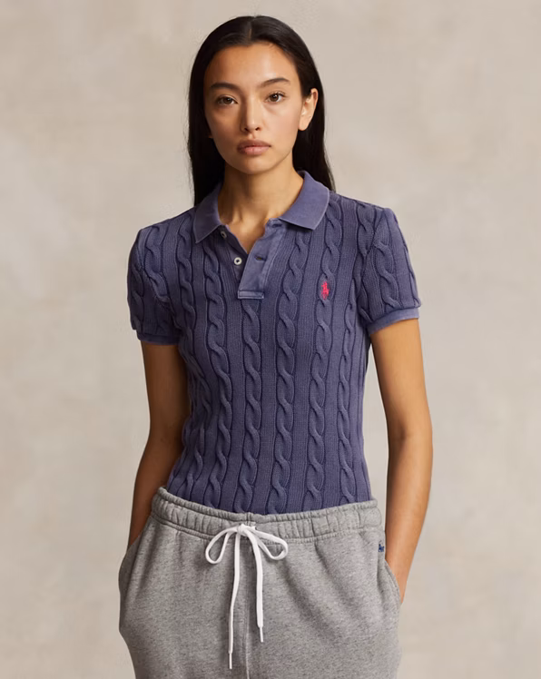 Cable-Knit Polo Shirt