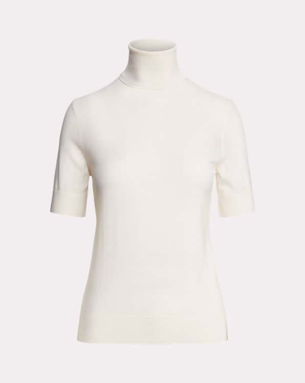 Merino Wool Short-Sleeve Roll Neck