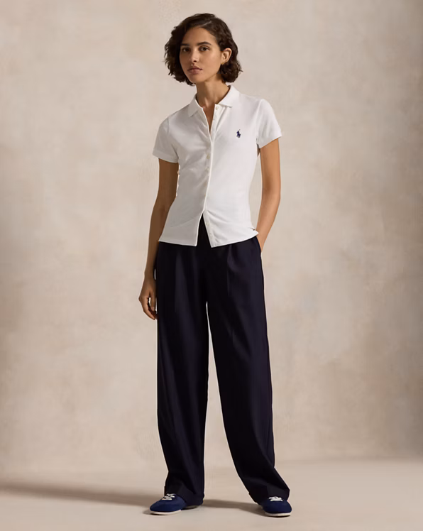 Buttoned-Placket Polo Shirt