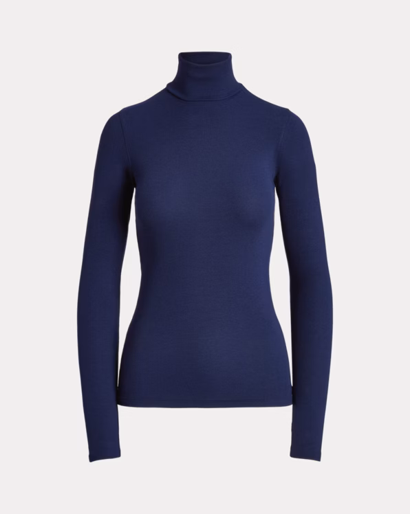 Stretch Rib-knit Roll Neck