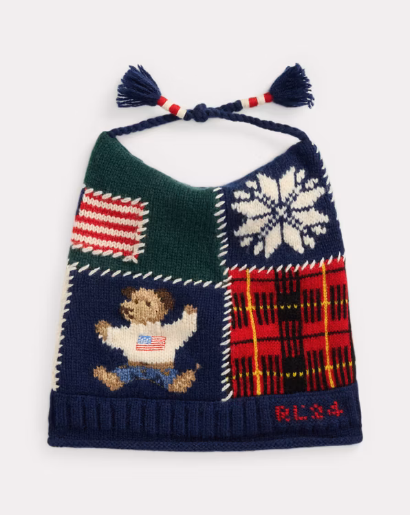 Polo Bear Tassel Patchwork Hat