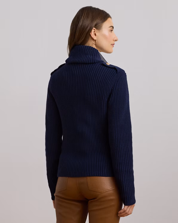 Rib-Knit Double-Breasted Jumper Jacket