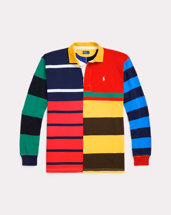 Patchwork-Stripe Jersey Rugby Shirt