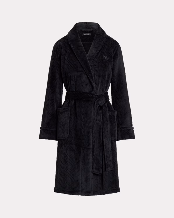 Aran-Clipped Shawl-Collar Robe