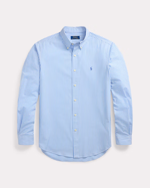 Custom Fit Striped Stretch Poplin Shirt