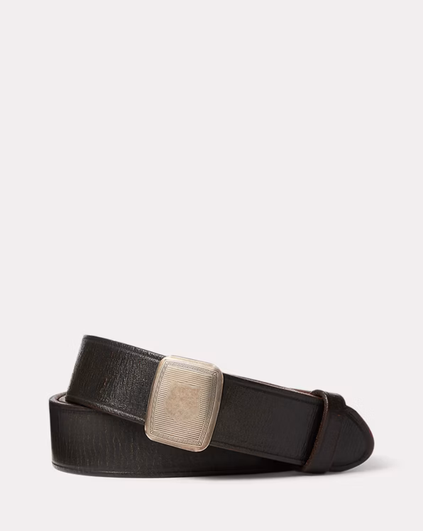 Slider-Buckle Leather Belt