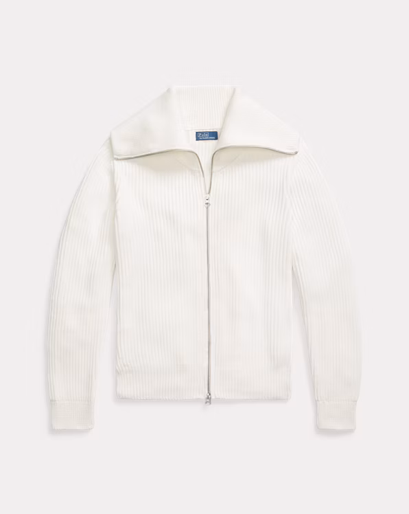 Rib-Knit Cotton Full-Zip Jumper