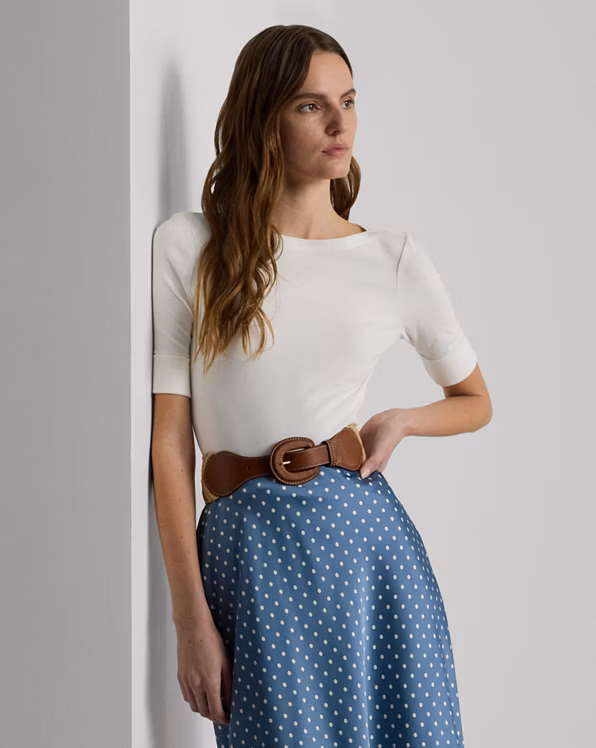 Stretch Cotton Boatneck Tee