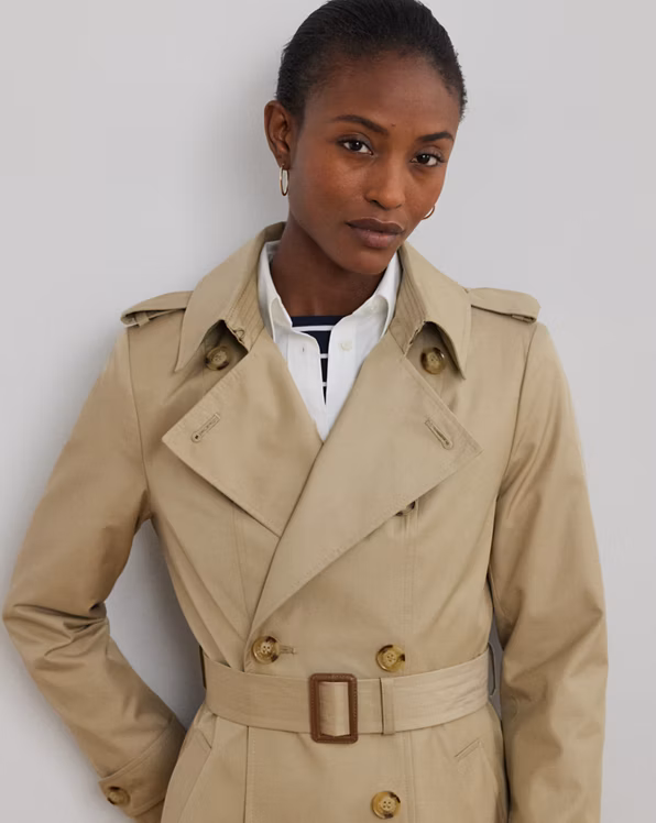 Double-Breasted Cotton-Blend Trench Coat