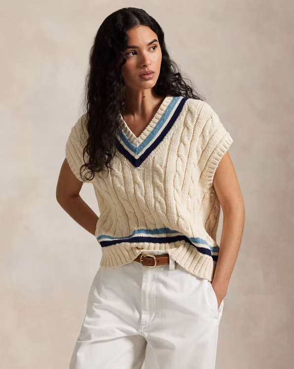 Cable-Knit Cotton Sleeveless Jumper