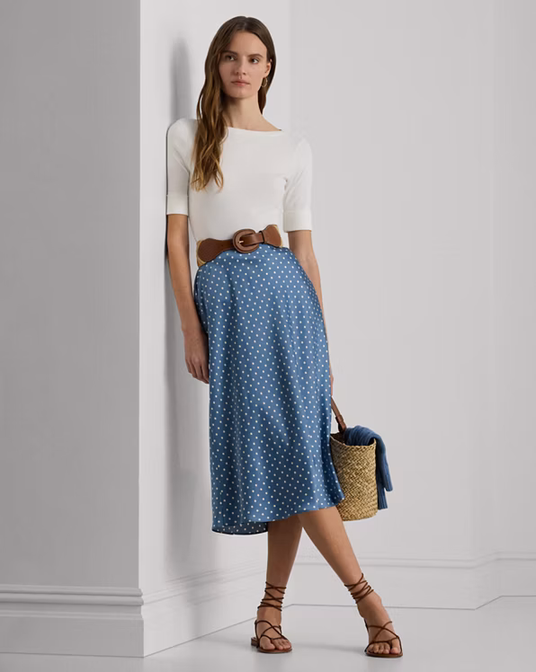 Stretch Cotton Boatneck Tee