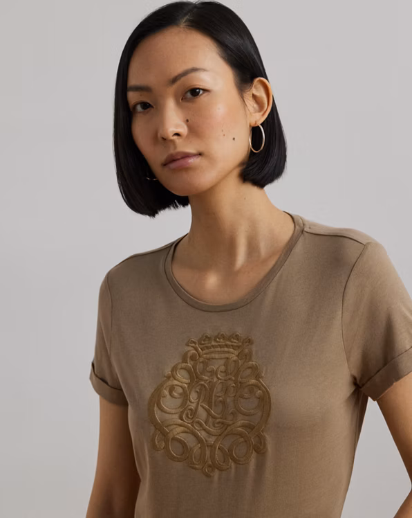 Embroidered-Logo Cotton-Blend Jersey Tee
