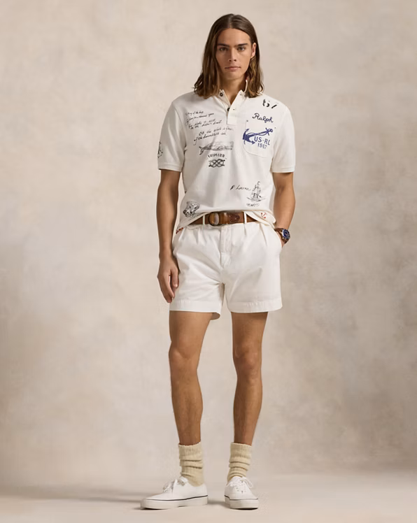 Classic Fit Mesh Graphic Polo Shirt