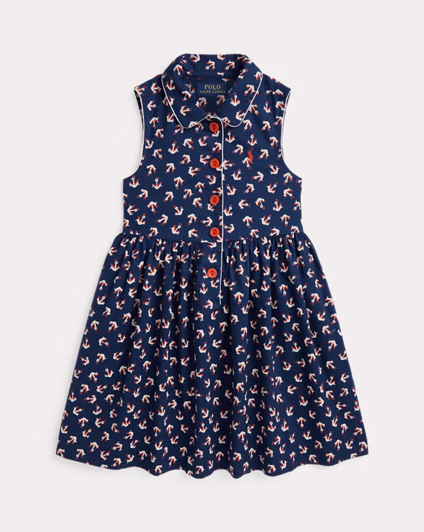 Anchor-Print Cotton Shirtdress