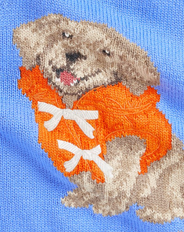 Dog-Intarsia Cotton Jumper