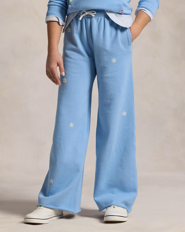 Floral Wide-Leg Tracksuit Bottoms