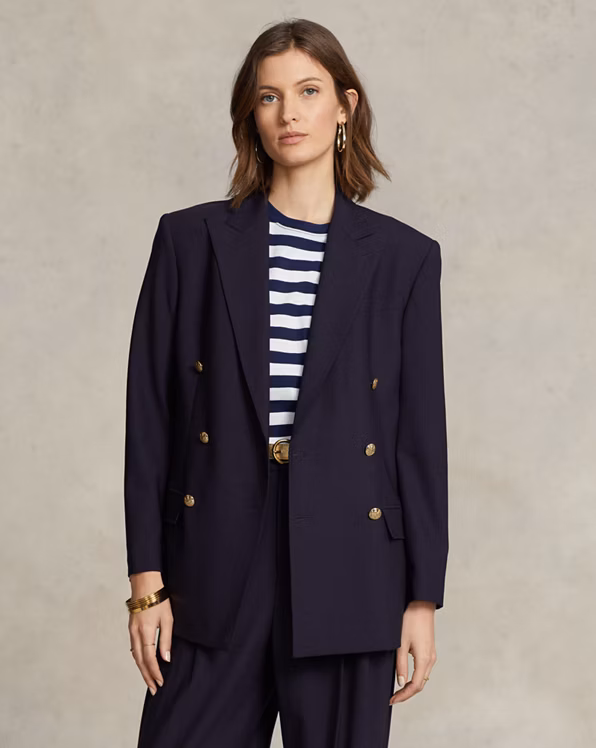 Double-Breasted Wool-Blend Blazer