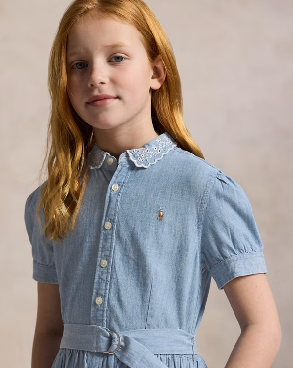 Belted Indigo Chambray Shirtdress