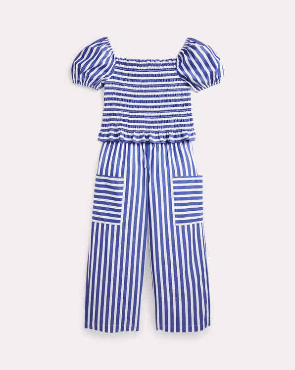 Striped Cotton Top & Cropped Trouser Set