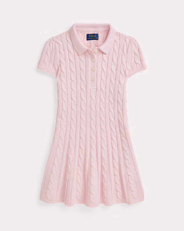 Cable-Knit Cotton Polo Jumper Dress