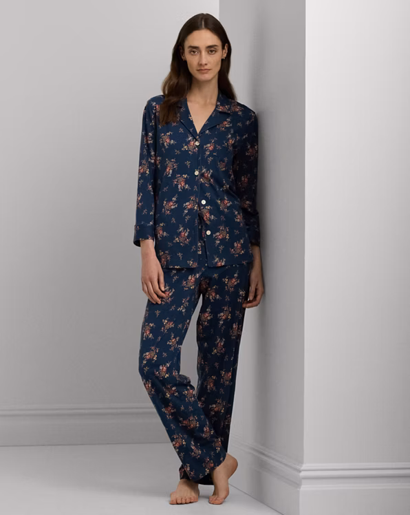 Floral Cotton-Blend Jersey Sleep Set