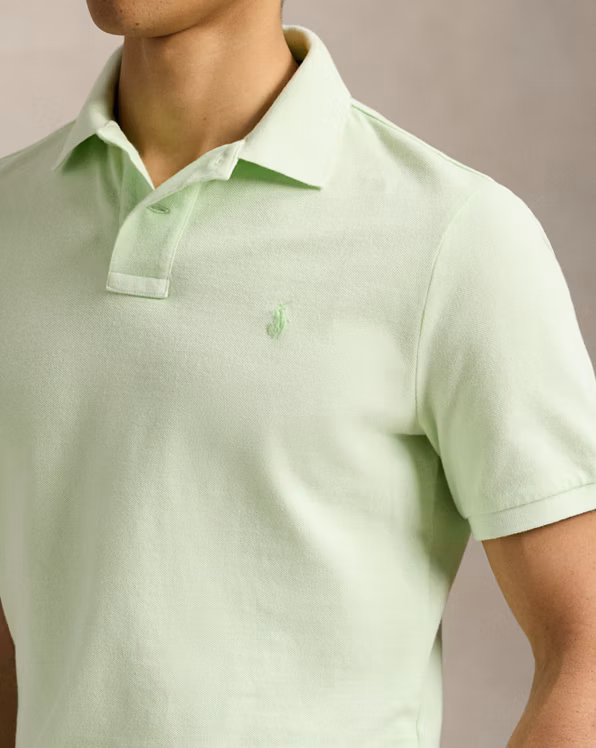 Custom Slim Mineral-Dyed Mesh Polo Shirt
