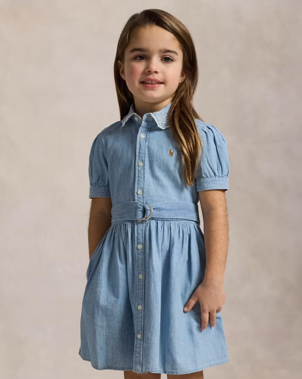 Belted Indigo Chambray Shirtdress