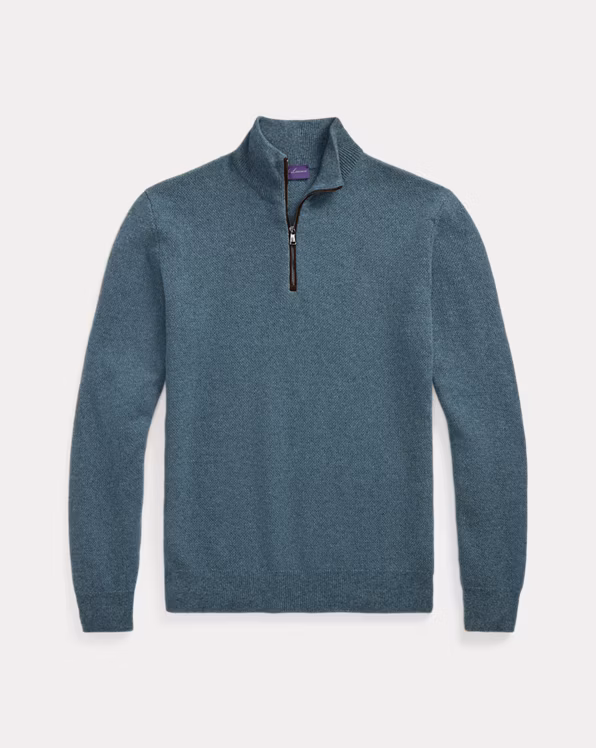 Birdseye Cashmere Quarter-Zip Jumper